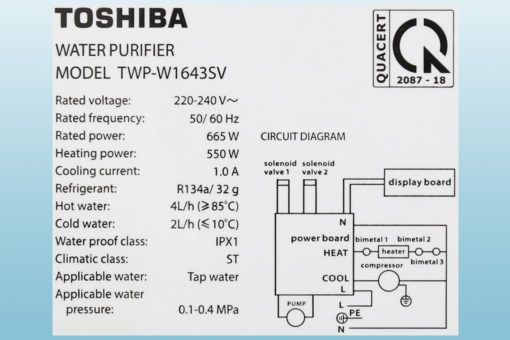 Máy lọc nước NÓNG - LẠNH RO Toshiba TWP-W1643SV - 4 lõi 8